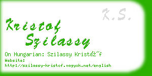 kristof szilassy business card